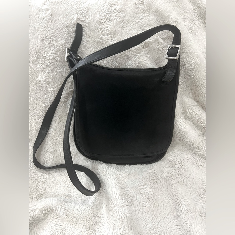 Coach Small Hippie Flap Bag, Black Leather, Style 9135